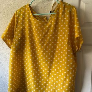 J Crew XL Yellow Polka Dot Top